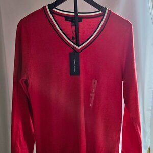 NWT Tommy Hilfiger Red V-Neck Sweater - Classic Prep Style - Size S